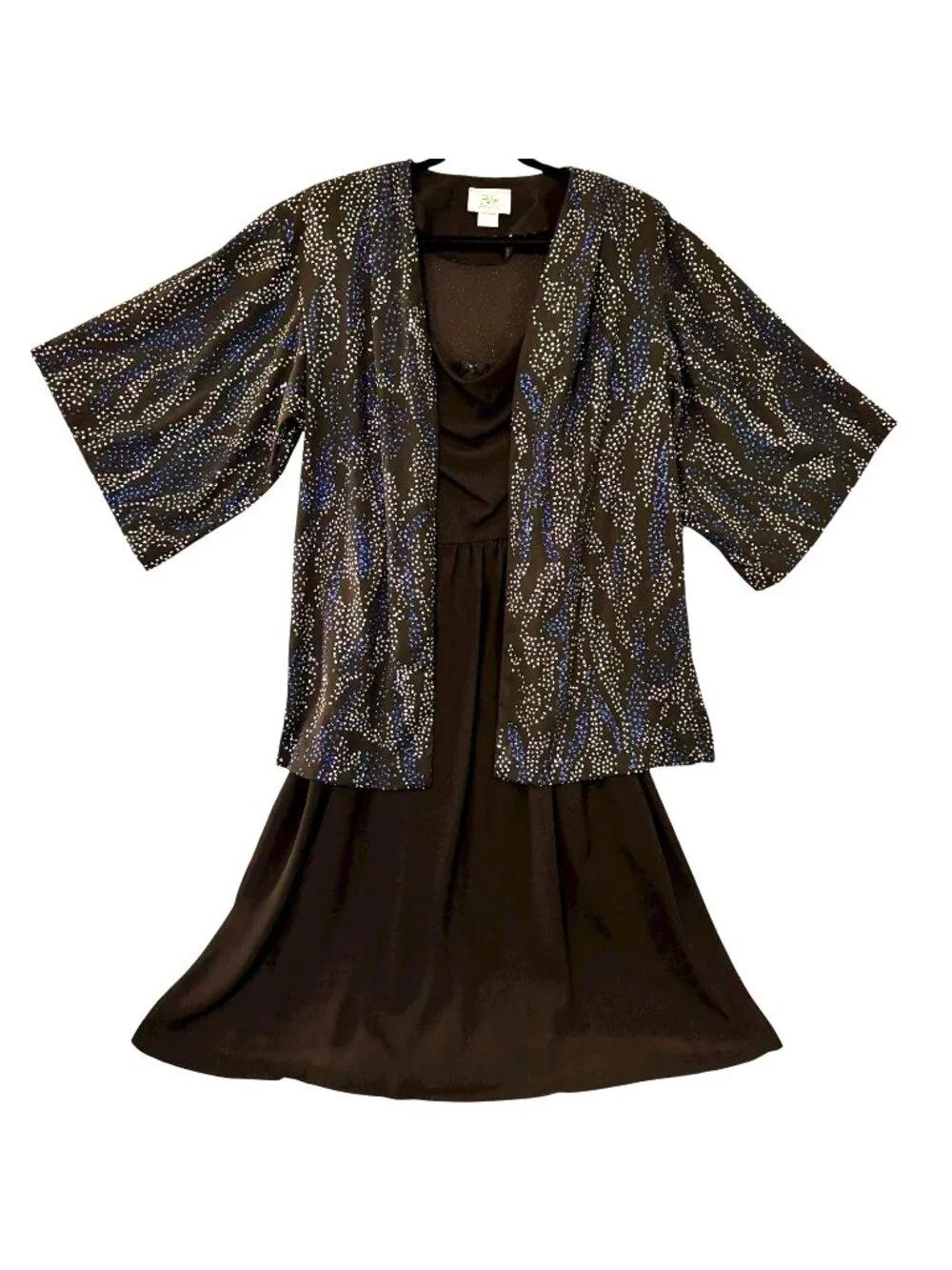 Evening Dress Women's 8 Strappy Black + Jacket by Pellini After 5 VTG 70's - Picture 1 of 16